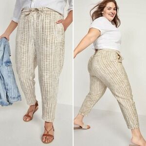 NEW Old Navy High Waist Straight Cropped Linen Pants Size XL Tie Dye Pull On‎